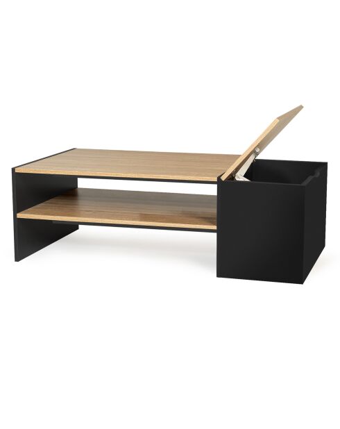 Table basse avec coffre Zoé bois/noir - 110x60x36 cm