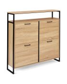 Armoire range-chaussures 4 portes Alan noir/bois - 100x23.5x97 cm