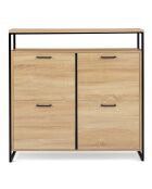 Armoire range-chaussures 4 portes Alan noir/bois - 100x23.5x97 cm