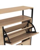 Armoire range-chaussures 4 portes Alan noir/bois - 100x23.5x97 cm