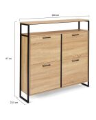 Armoire range-chaussures 4 portes Alan noir/bois - 100x23.5x97 cm