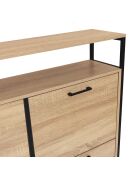 Armoire range-chaussures 4 portes Alan noir/bois - 100x23.5x97 cm