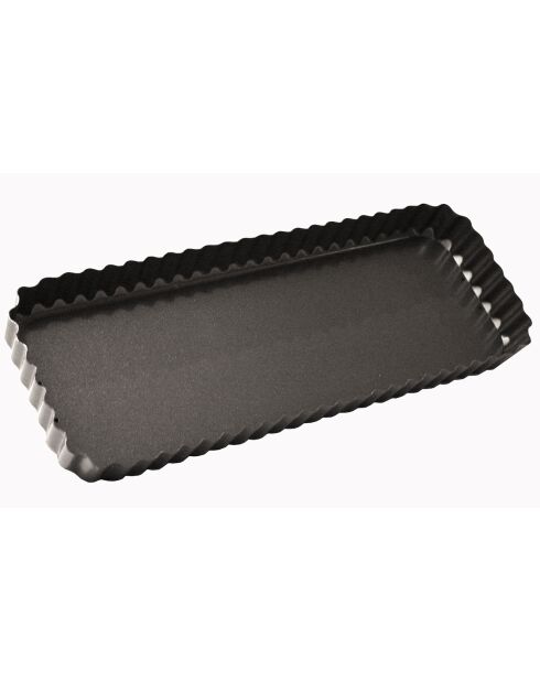 Moule à tarte rectangulaire fond amovible Sucre et Gourmandises anthracite - 35.5x13 cm
