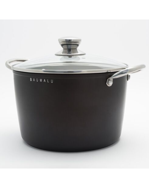 Faitout + couvercle aluminium forgé Black Edition induction noirs - D.24 cm