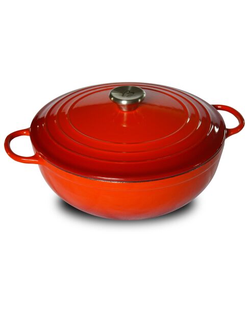 Cocotte fonte émaillée + couvercle Tradition induction rouges - 26x23.5x11.5 cm
