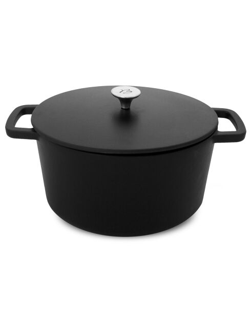 Cocotte ronde fonte + couvercle Black Design induction noir mat - D.20 cm
