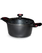 Faitout avec couvercle verre fonte aluminium Granit Pro induction noir - D.24 cm