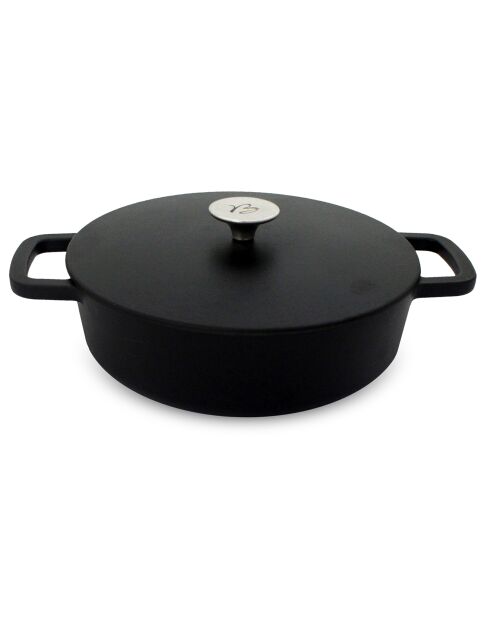 Gietijzeren groenteschotel + Black Design matzwart inductiedeksel - D.26 cm