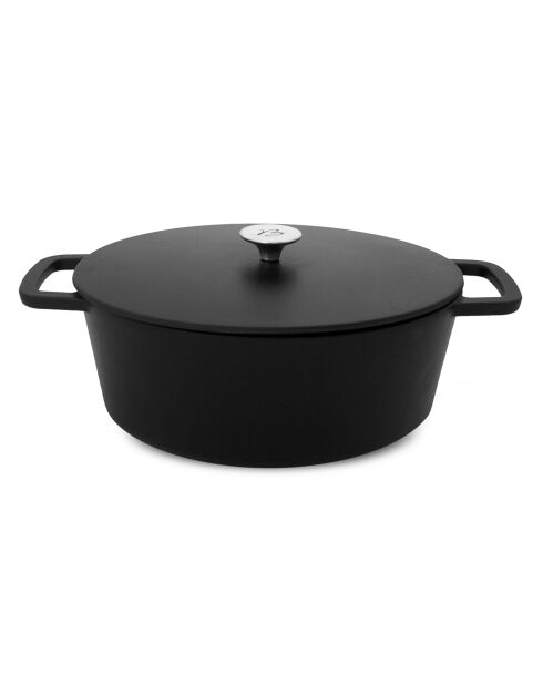 Cocotte ovale fonte + couvercle Black Design induction noir mat - 29 cm