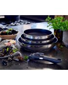 3 poêles à frire Comète inox manche amovible induction - D.20/24/28 cm