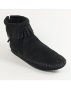 Boots en Velours de Cuir Back Zip noires