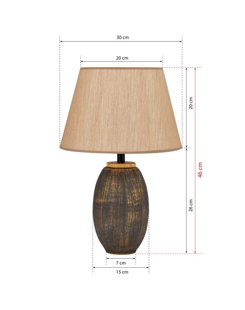 Lampe de table TM169 marron/doré - 30x46x20 cm