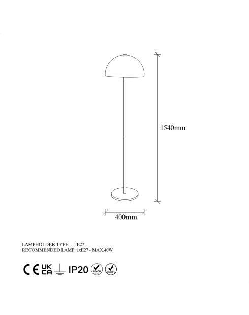 Lampadaire Mixed doré - 40x40x154 cm