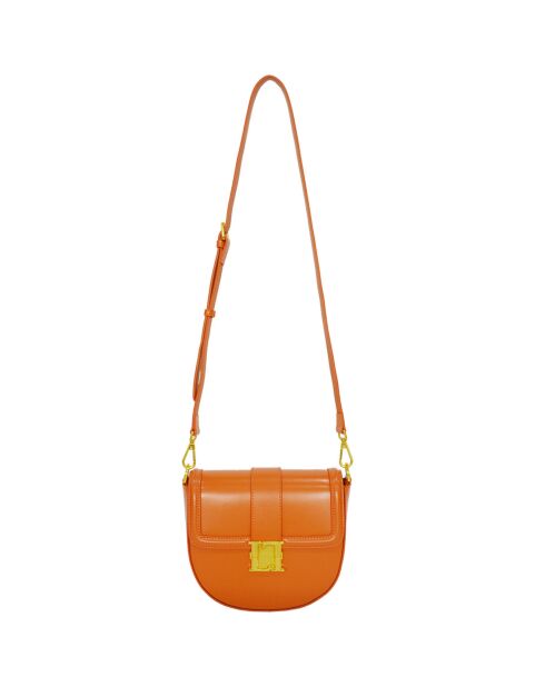 Sac à bandoulière en Cuir Bella orange - 23x19x8 cm