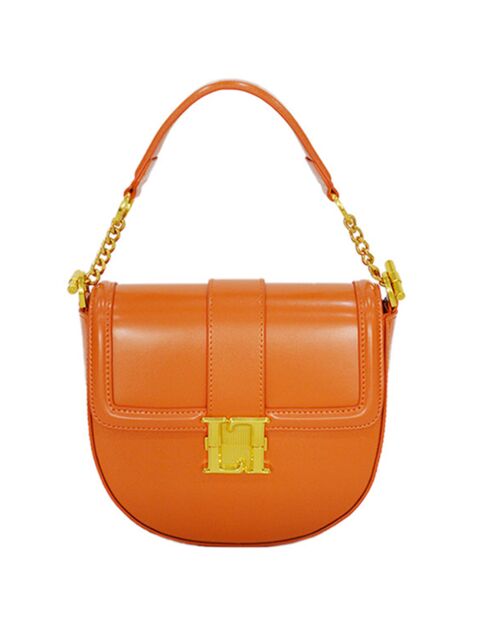 Sac à bandoulière en Cuir Bella orange - 23x19x8 cm