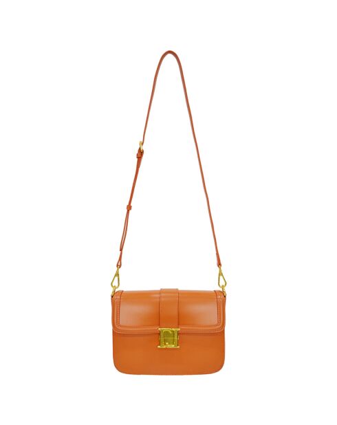 Sac à bandoulière en Cuir Bella orange - 26x19x8 cm