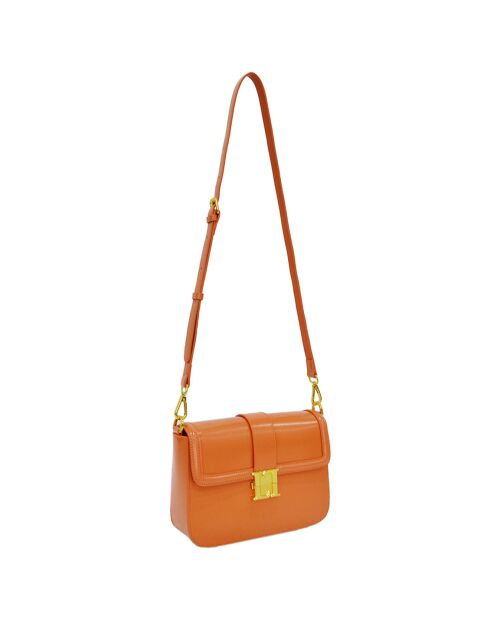 Sac à bandoulière en Cuir Bella orange - 26x19x8 cm