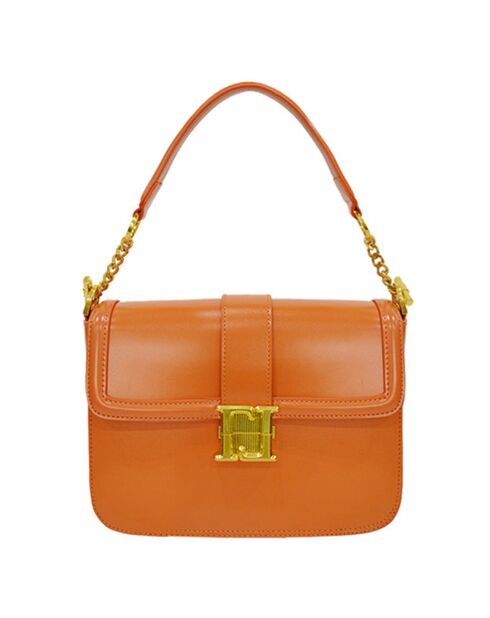 Sac à bandoulière en Cuir Bella orange - 26x19x8 cm