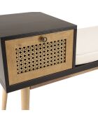 Banc 1 tiroir rotin marron/noir - 110x40x64 cm