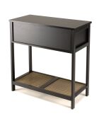 Console 4 tiroirs 1 étagère rotin noire - 80x38x82 cm