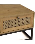 Table basse 4 tiroirs rotin marron - 90x60x40 cm