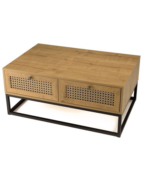 Table basse 4 tiroirs rotin marron - 90x60x40 cm