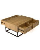 Table basse 4 tiroirs rotin marron - 90x60x40 cm