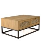 Table basse 4 tiroirs rotin marron - 90x60x40 cm