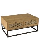 Table basse 4 tiroirs rotin marron - 90x60x40 cm