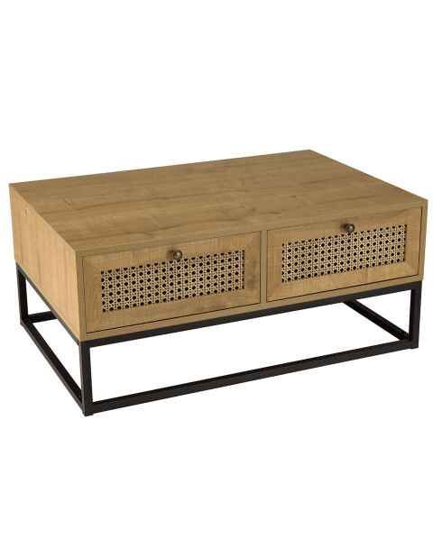 Table basse 4 tiroirs rotin marron - 90x60x40 cm