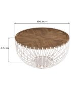 Table basse ronde naturel/blanc - 83x83x46 cm