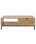 Table basse 1 niche 2 tiroirs rotin Marceau - 120x60x42 cm