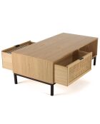 Table basse 1 niche 2 tiroirs rotin Marceau - 120x60x42 cm