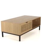 Table basse 1 niche 2 tiroirs rotin Marceau - 120x60x42 cm