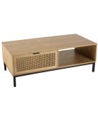 Table basse 1 niche 2 tiroirs rotin Marceau - 120x60x42 cm