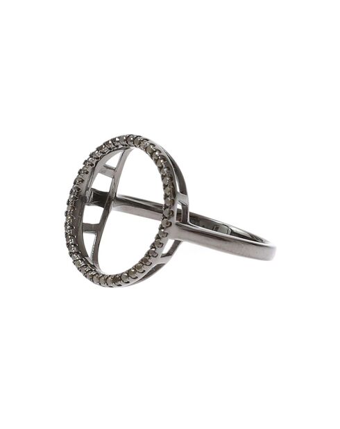 Bague Ronde en Argent noir & Oxyde De Zirconium