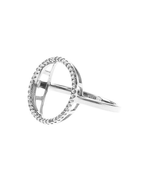 Bague Ronde en Argent rhodié & Oxyde De Zirconium