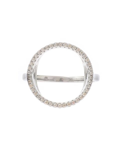 Bague Ronde en Argent rhodié & Oxyde De Zirconium