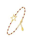 Bracelet Etoile en Argent doré & Onyx rouge