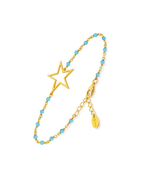 Bracelet Etoile en Argent doré & Turquoise