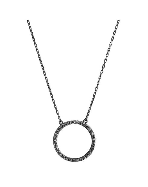 Collier Cercle De Vie en Argent noir & Zirconium