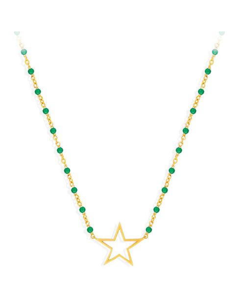 Collier Etoile en Argent doré & Onyx vert