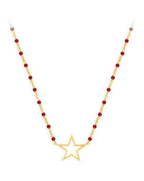Collier Etoile en Argent doré & Onyx rouge