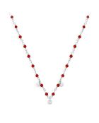Collier Petites Pampilles Serties en Argent rhodié & Onyx rouge