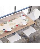 Chemin de table couronne de fleurs de Noël - 30x90 cm
