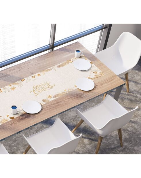 Chemin de table Noël tissu doré - 30x90 cm