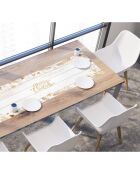Chemin de table en bois doré/blanc - 30x120 cm