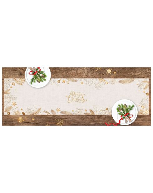Chemin de table Noël tissu doré - 30x120 cm
