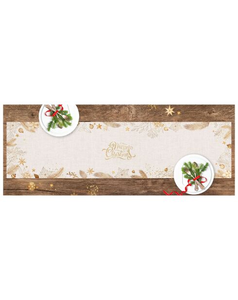 Chemin de table Noël tissu doré - 30x150 cm
