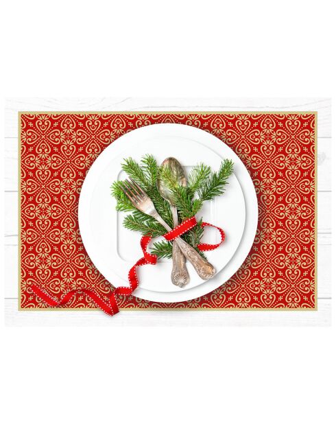 4 Sets Luckiness rouge/doré - 30x45 cm